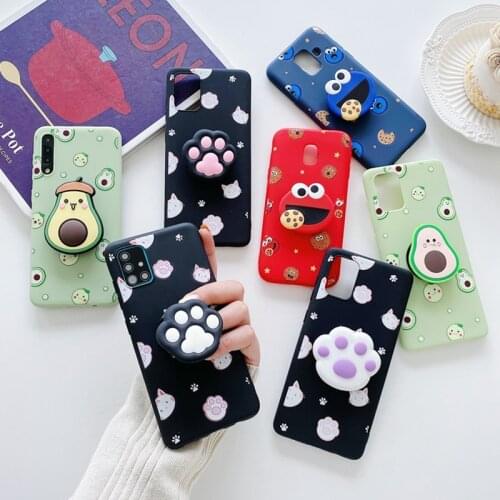 3D Silicone Cartoon Phone Holder Case For Samsung Galaxy A51 A71 A32 A52 A72 A22 J8 J3 J5 J7 Pro 2017 J330 J530 J730 Stand Cover