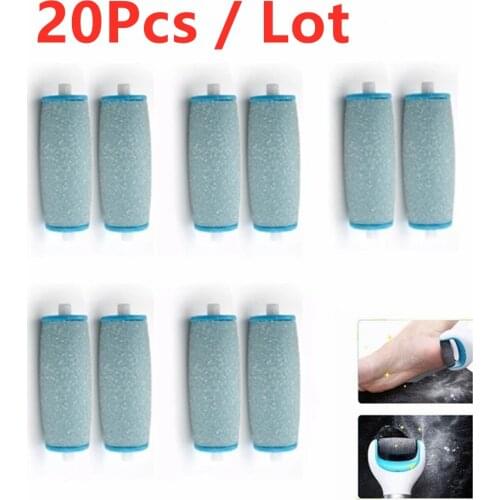 20pcs Blue Replacements Roller Heads For Pro Pedicure Foot Care Tool Scholls Feet Electronic Foot File Rollers Skin Remover