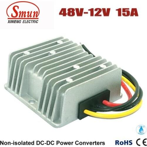 SMUN 48VDC to 12VDC 15A 180W Step Down DC-DC Converter With Waterproof IP68 Level
