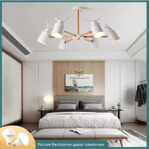 Modern living room LED ceiling lamp E27 bulb kitchen restaurant warm antler lamp bedroom hotel restaurant corridor chandelier