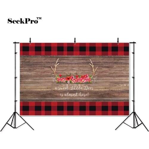 Thin vinyl flower antlers wooden wall baby children photo Backgrounds Printed Professional indoor Photographic studio Backdrop
