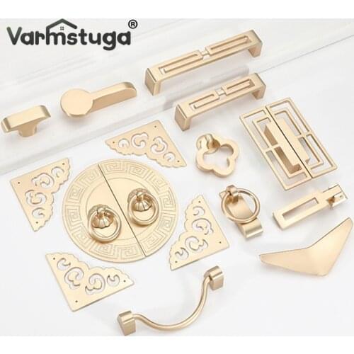 VARMSTUGA Gold Cabinet Knobs And Handles Luxury Gold Kitchen Cupboard Door Pulls European Drawer Furniture Handle Hardware