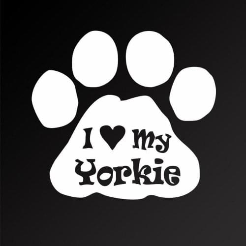 I Love My Yorkie Paw Vinyl Decal Car Sticker Heart Pet Dog Collar Animal Cute Tuning Laptop Trunk KK Vinyl Cover Waterproof PVC