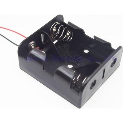 100pcs 2 Pack C Size Battery Case Holder 2 x 1.5V Battery Storage Box with wire Size C