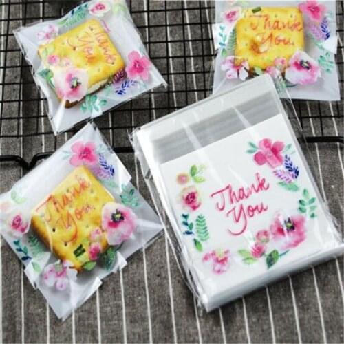 2019 100 pcs/lot Write Thank You Plastic Transparent Baking Candy Cookie Gift Bag For Wedding Birthday Party Favors Food Bag