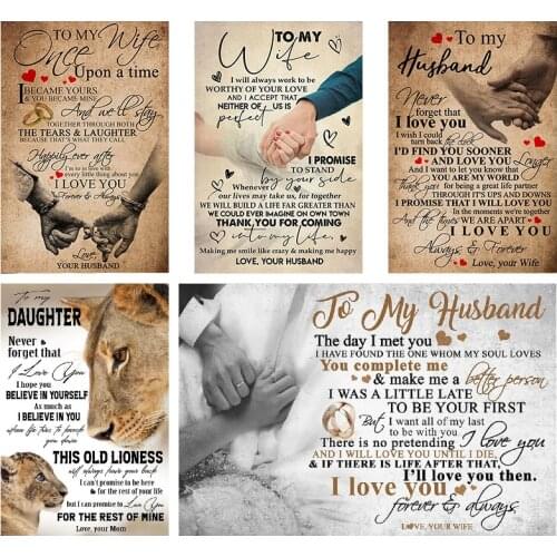 5D Diy Diamond Painting Full Square Round Letter "To My Husband/Wife/Mom/Daughter" Embroidery Sale Rhinestones Pictures Wall Art