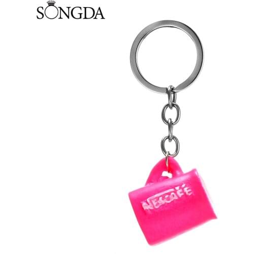 DIY Cute little Fruit Drinks Juice Cup Keychain Acrylic Resin Simulation Car Key Holder Fashion Korean Jewelry Gift For Friend