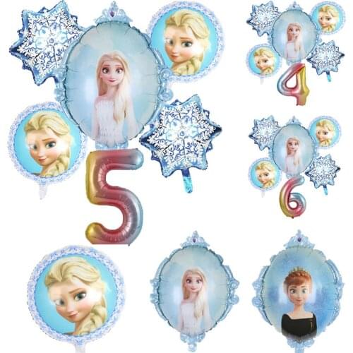 Disney Frozen Princess Helium Balloon Gradient Aluminum Film Digital Balloon Baby Shower Girl Birthday Party Decor Children Gift