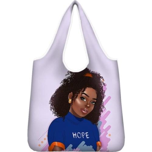 HYCOOL Women Shopper Bag Art African Girl Print Bags 2020 Novelties Ladies Tote Bag Reusable Foldable Convenient Shopping Bag