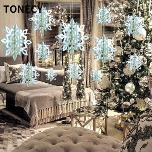 3D Artificial Snowflakes Paper Garlands Christmas Decorations for Home New Year 2022 Decor Navidad Ornaments Natal Noel Pandents