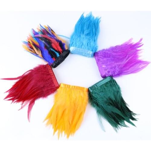 15-20cm Rooster Feathers Trim Lace for Wedding Dress Clothing Accessories Party Decoration Ostrich feather White Plume 1m/bag