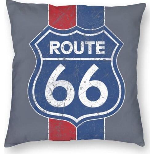 Route 66 Historic Road Square Pillow Case Home Decor Vintage Style Cushions Throw Pillow for Sofa Double-sided Printing