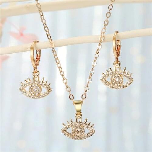 Hot-selling Alloy Evil Eye Necklace Set Personality Fashion Clavicle Chain Temperament All-match Earrings Necklaces for Women