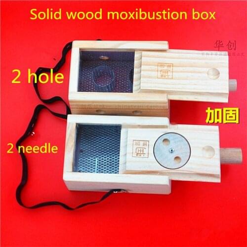 Medical use Two Holes solid wood moxibustion box moxibustion box appliance wood moxa burner acupuncture point massage device