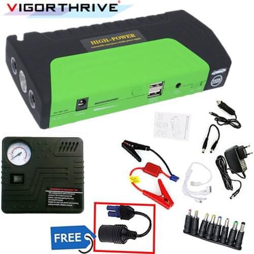 Mini Portable Car Jump Starter Emergency Start 12V Petrol Engine Multi-Function Power Bank Battery Charger with pump
