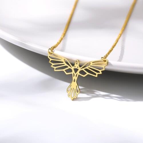V Attract Fashion Jewelry 2019 Origami Phoenix Necklaces Stainless Steel Choker Friendship Necklace Best Friend Gifts BFF