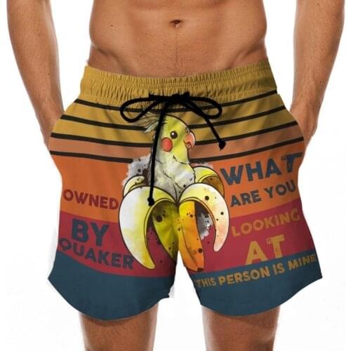 2021 Stop Staring At My Banana Print Swimming Mens Beachwear Trunks Trouser Drawstring Elastic Waist Summer Holiday Shorts Pants