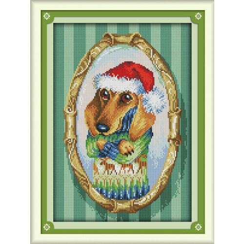 A cool dog cross stitch kit aida 14ct 11ct count printed canvas stitches embroidery DIY handmade needlework