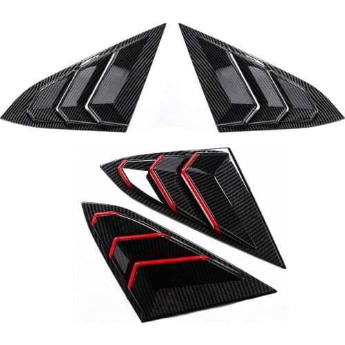Rear Side Window Louvers Air Vent Cover for 2016-2019 Honda Civic & Rear Window Triangular Carbon Fiber with Red Line