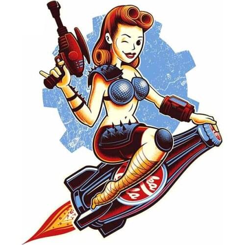 Atom Bomb beauty Motorcycle Car Stickers Comical Decal Vinyl Material Bumper Window Laptop Decoration Car Accessories KK13*11cm