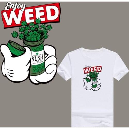 Fun Enjoy Weed Iron-On Transfers Vynil Heat Transfer Ironing Stickers T-shirt Thermal Patches For Clothing Iron on Sticker