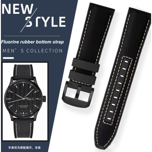 Nylon canvas silicone wrist watch is suitable for Mido helmsman M038431M025 for Rolex Omega west iron chengsao orange male 22mm