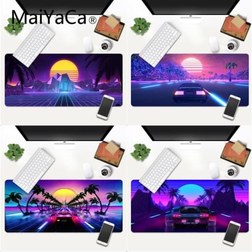 MaiYaCa Neon Retrowave synthwave digital art Mouse Pad XXL Mouse Pad Laptop Desk Mat pc gamer completo for lol/world of warcraft