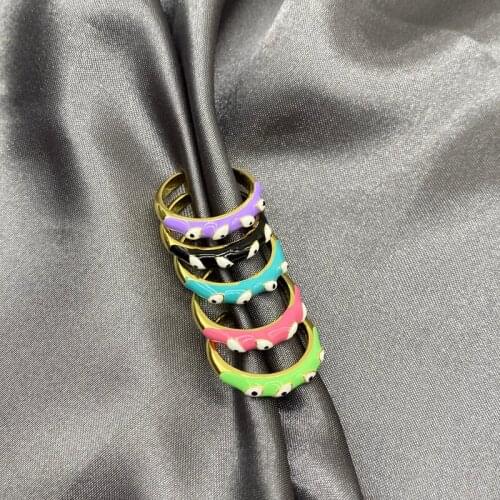 5Pcs/Lot Charming High Quality Rings Adjustable Enamel Eye Finger Rings Jewelry For Women