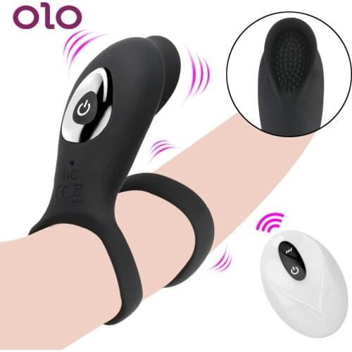 OLO 9 Frequency 2 in 1 Vibrating Penis Ring G-Spot Clitoris Stimulation Male Delay Ejaculation Sex Toys for Couples