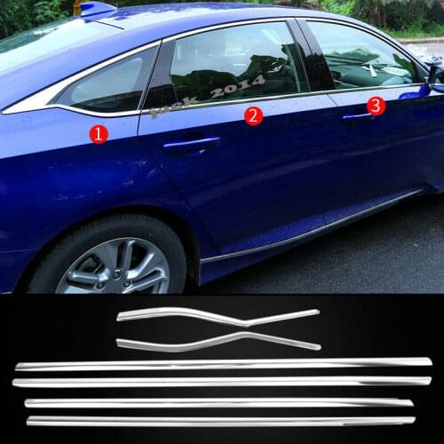 Fit for Honda Accord 2018 2019 2020 10th 6pcs Stainless Steel Window Lower Trim Cover