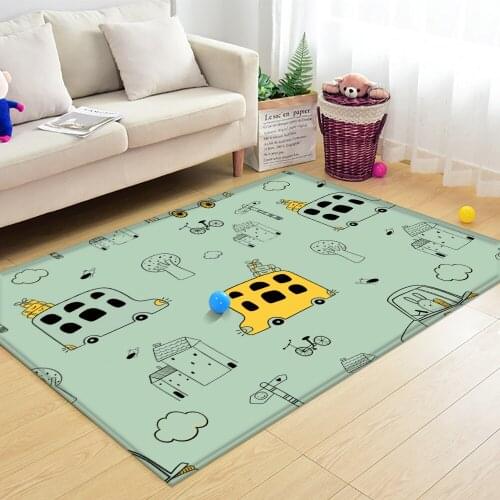 Dropshipping Non-Slip Rectangle Cartoon Carpet Bedroom Living Room Decor Carpet Simple and Cute AnimalPattern Flannel Carpet