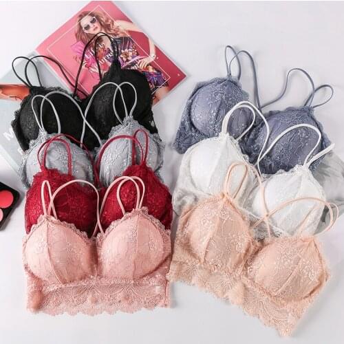 Plus Size Lace Push Up Bra For Women Tupe Top Sexy Female Underwear Padded Bralette Without Bones Woman Clothes