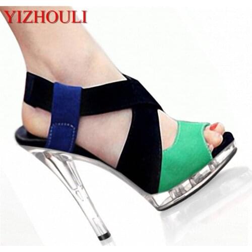 Stylish and elegant 13cm high-heeled sandals with sexy transparent soles, matching vamp and high-heeled sandals