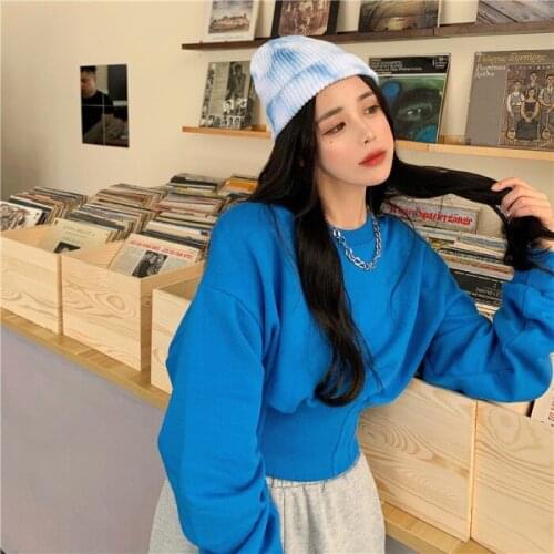 Streetwear Casual Sweatshirt Fall 2021 Women Clothing Ins Autumn Style Loose Pullovers O-neck Crop Top Fashion Brand Hoodies New