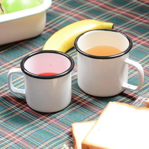 QUEENBAR Outdoor Enamel Cup Home Vintage Breakfast Milk Coffee Cup Gift Mugs Tumbler Cup Travel Water Cup Mug Home Drinkware