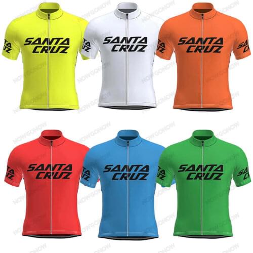 Vintage Cycling Jersey Men Santa Cruz Summer Bike Clothing Wear Shirt Tops Cozy Gel Pad Mountain Road Custom Logo