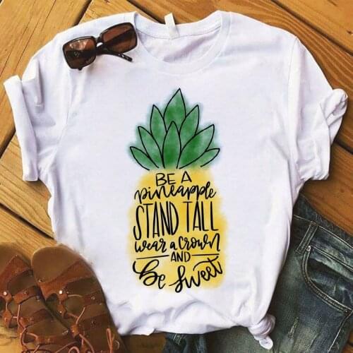 Pineapple Fruit Clothing Womens T-shirt Fashion Top Graphics Design T-shirt Lady Kawaii Camisas Print T-shirt 2020 Retro