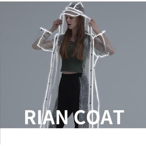 Ladies Plastic Raincoat Clear Long Rain Poncho Women Black Female Raincoat Jacket Rain Coat With A Hood LZG255