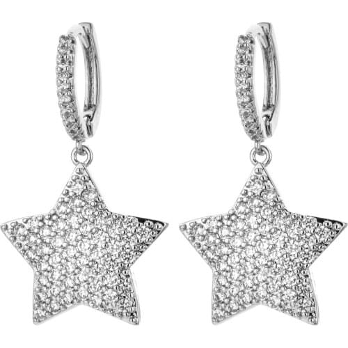 2021 summer new fashion temperament five-pointed star micro-inlaid zircon earrings women/girls wedding party jewelry earrings