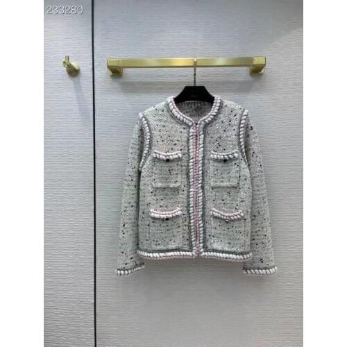 Runway Fashion Sweater Cardigan Women 2021 Autumn Winter Clothes Long Sleeve Pockets Elegant Tweed Vintage Coat