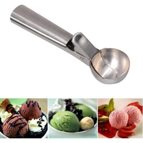 1Pcs 18CM New Style Kitchen Stainless Steel Ice Cream Scoop for Mash Fruit Food Cookies Dough Disher Spoon Kitchen Supplies