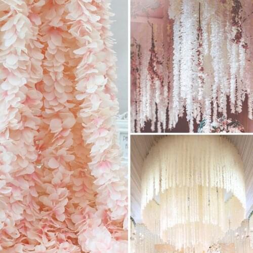 20Pcs 1M Wisteria Garland Hanging Rattan Bride Flowers Artificial Silk Flower Vine Home Wedding Garden Decoration Wall Flowers