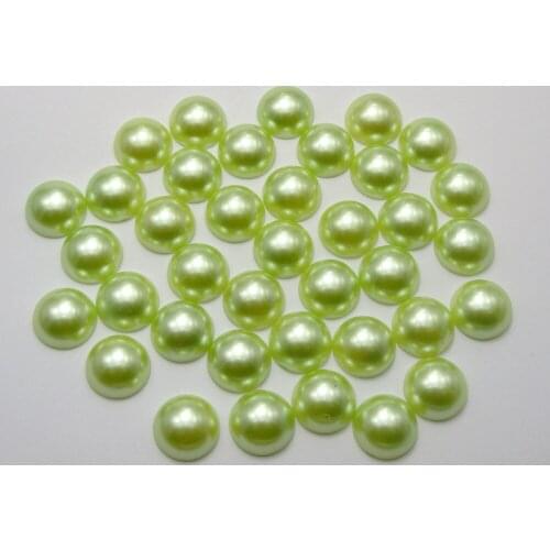 200 Green Half Pearl Bead 10mm Flat Back Round Gems Scrapbook Craft