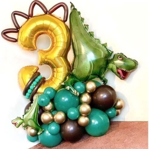 45pcs/Set Dinosaur Theme Birthday Decoration 32inch Gold Number Ballon Jungle Animal Party Baby Shower Supplies Kids Boys Ballon