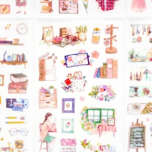 6 pieces/lot) Meet Literary Girl Decorative Washi Stickers Scrapbooking Stick Label Diary Stationery Album Stickers