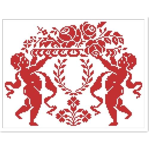 Angels cross stitch package rose flower 18ct 14ct 11ct white fabric cotton silk thread embroidery DIY handmade needlework