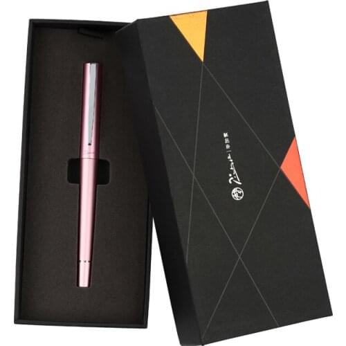 Fine Nib Fountain Pens 0.5mm Metal Gift Pens with Case Silver Clip Pink Blue Brown Black Red Pen for Writing Business Gift