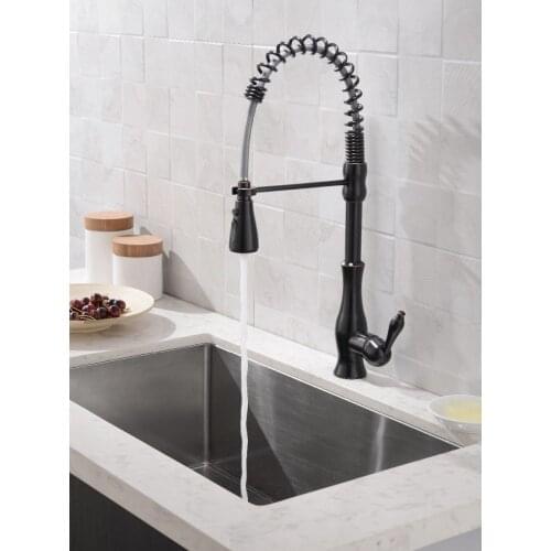Free ship Modern Tall/High Pull-out/Pull-down BLACK ORB color Sprayer kitchen mixer tap single hole /handle