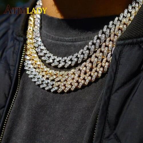 New 12mm Hip Hoo Iced Out CryStal Miami Cuban Chain Gold cz Necklace 9mm Luxury BlinG BlinG CZ choker i women men jewelry