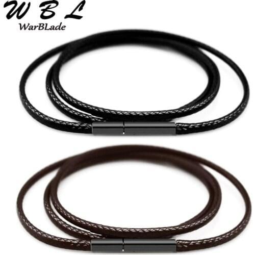 Black Necklace Cord Leather Cord Wax Rope 1mm 1.5mm 2mm 3mm Chain With Stainless Steel Clasp For Men Women DIY Necklace Making